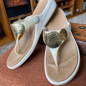 Crocs Women's Gold and Cream Sandals